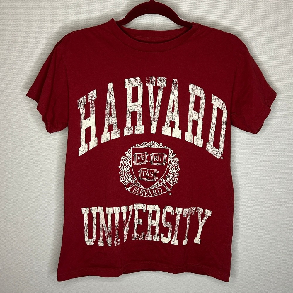 Harvard University T-Shirt M Red Distressed Graphic Cotton Collegiate Preppy